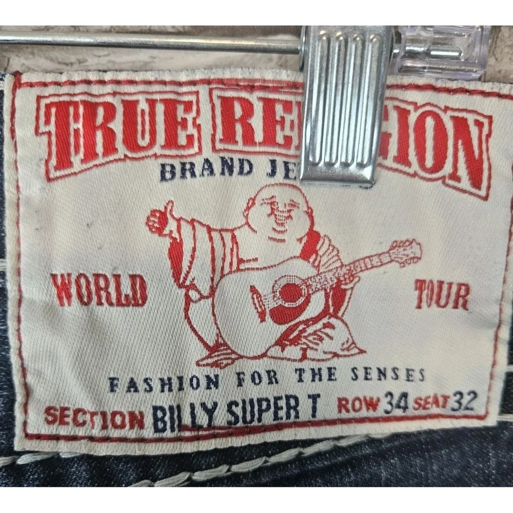 True Religion Men's World Tour Billy Super T Denim Jeans Made in USA 34x32